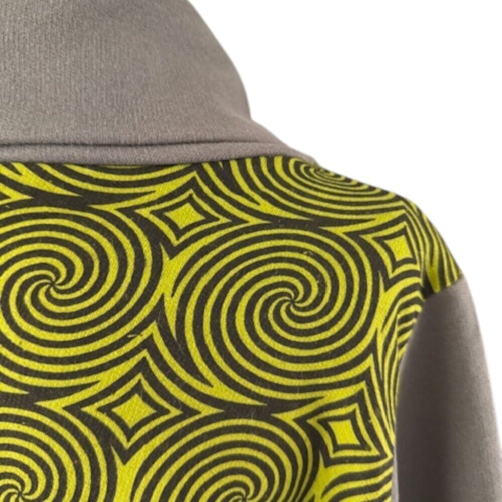 Boho Hippie Retro Trippy Green Embroidered Women's Sweatshirt Cowl Neck Lrg NWOT - Picture 14 of 16